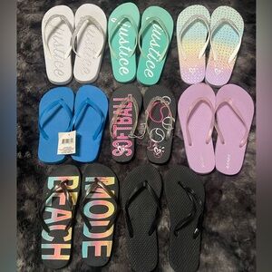 Lot of girls flip flops